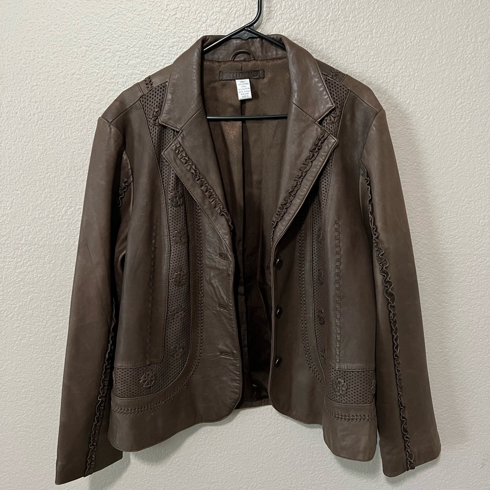 SOLD ON IG / Vintage Chico’s Brown Genuine Leather Jacket